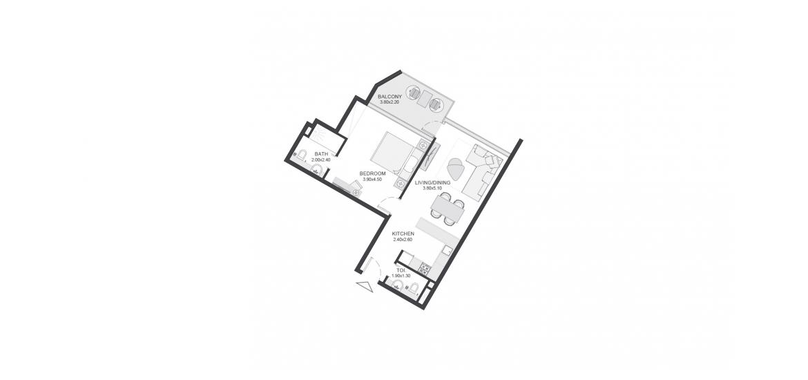 Apartment floor plan «72SQM», 1 bedroom in TRIA