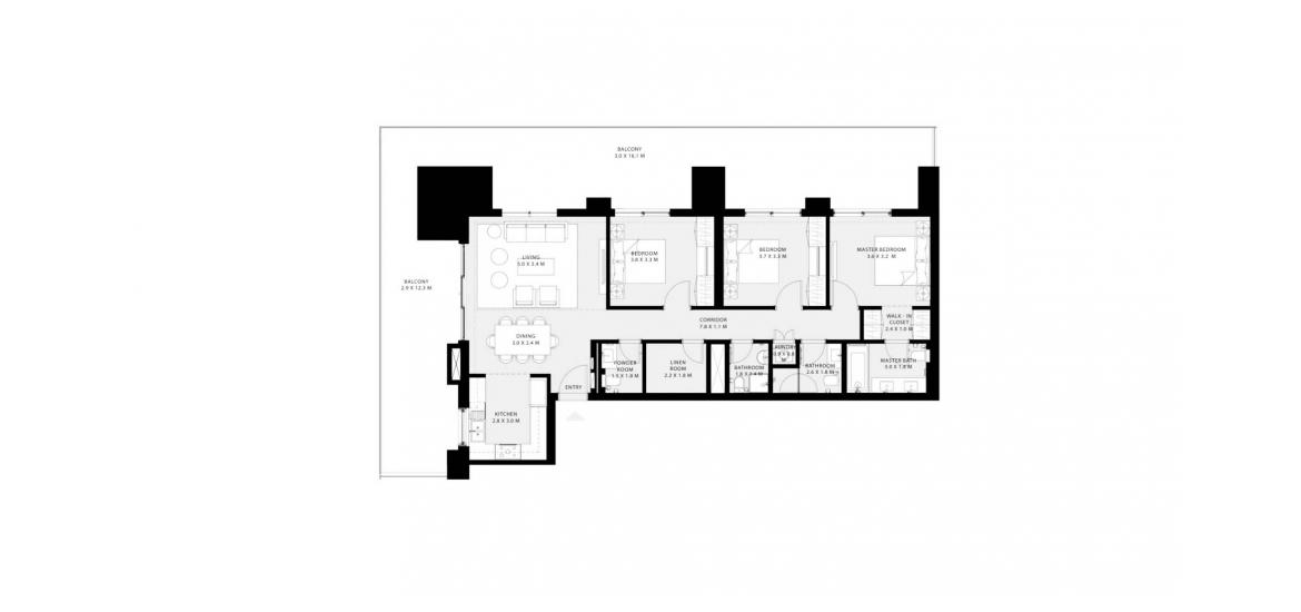 Apartment floor plan «204SQM», 3 bedrooms in PARK FIELD