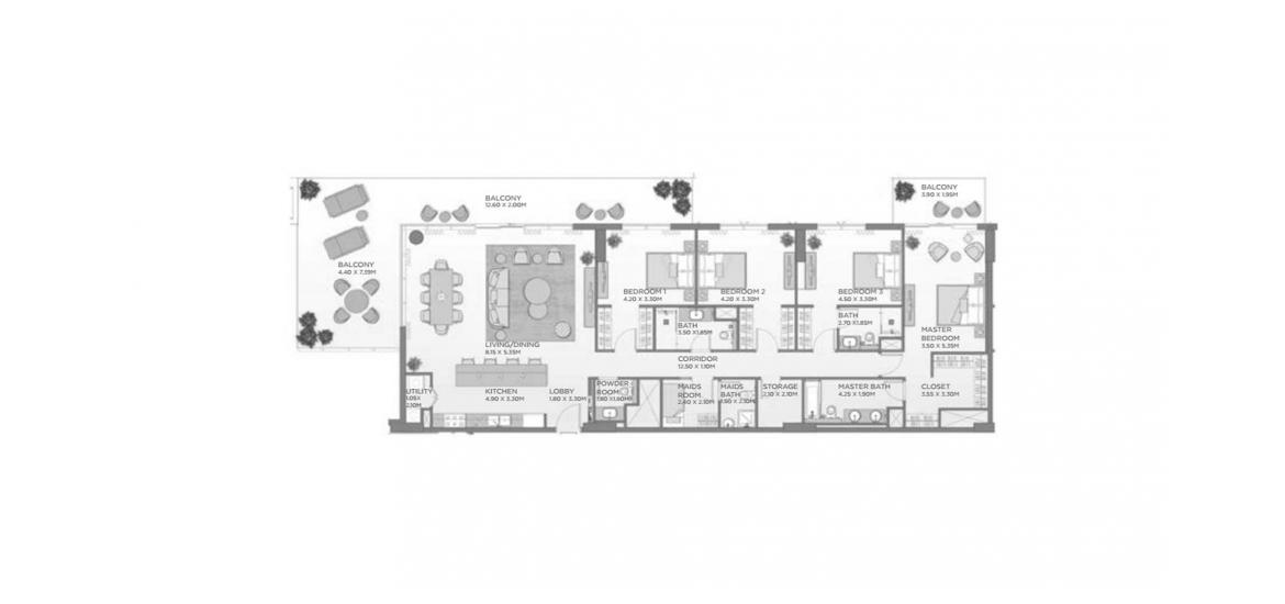 Apartment floor plan «286SQM A1», 4 bedrooms in CASTLETON
