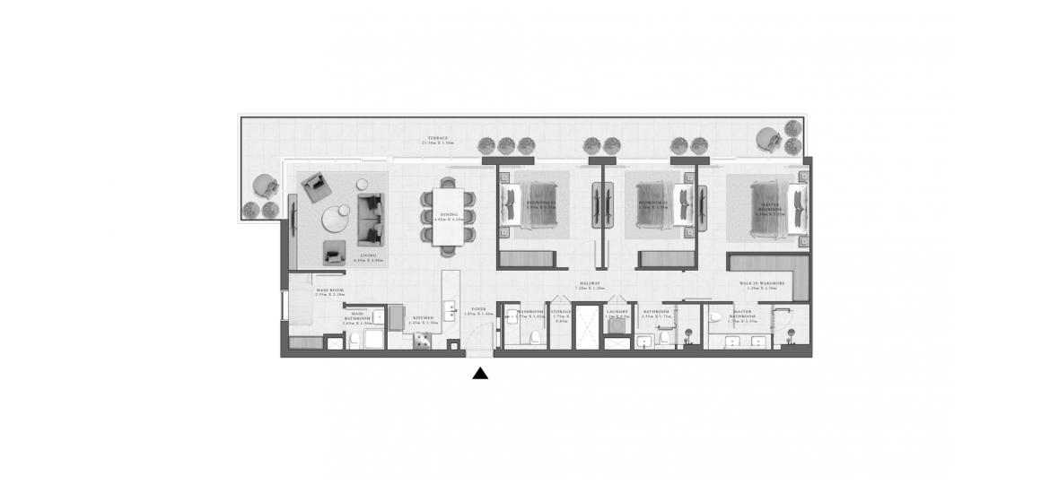 Apartment floor plan «GOLF GRAND APARTMENTS 3 BEDROOM TYPE 2A 187 SQ.M.», 3 bedrooms in GOLF GRAND APARTMENTS