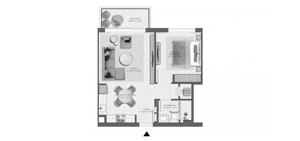Apartment floor plan «GOLF GRAND APARTMENTS 1 BEDROOM TYPE 1A 64 SQ.M.», 1 bedroom in GOLF GRAND APARTMENTS
