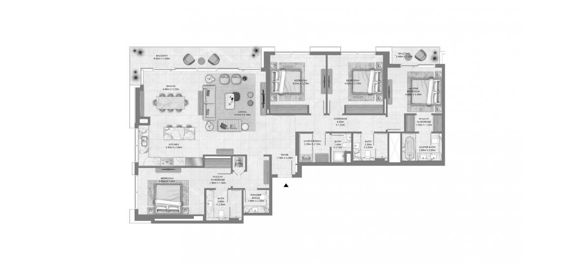 Apartment floor plan «226 SQ.M 4 BDRM», 4 bedrooms in CREEK WATERS 2 APARTMENTS