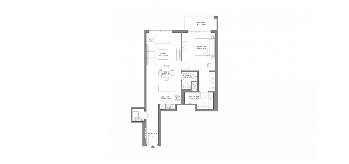 Apartment floor plan «79 SQ.M 1 BDRM TYPE C», 1 bedroom in 330 RIVERSIDE CRESCENT