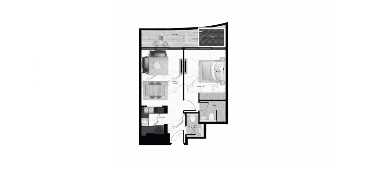 Apartment floor plan «SAMANA BARARI VIEWS 1 BEDROOM WITH POOL», 1 bedroom in SAMANA BARARI VIEWS