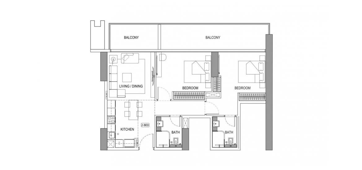 Apartment floor plan «BINGHATTI AZURE TWO-BEDROOM-102M», 2 bedrooms in BINGHATTI AZURE
