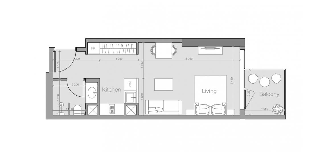 Apartment floor plan «OZONE 1 RESIDENCE ONE-ROOM-TYPE-D-40M», 1 room in OZONE 1 RESIDENCE