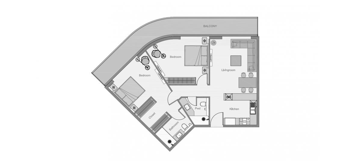 Apartment floor plan «THE CENTRAL DOWNTOWN TWO-BEDROOMS-TYPE-3-119M», 2 bedrooms in THE CENTRAL DOWNTOWN