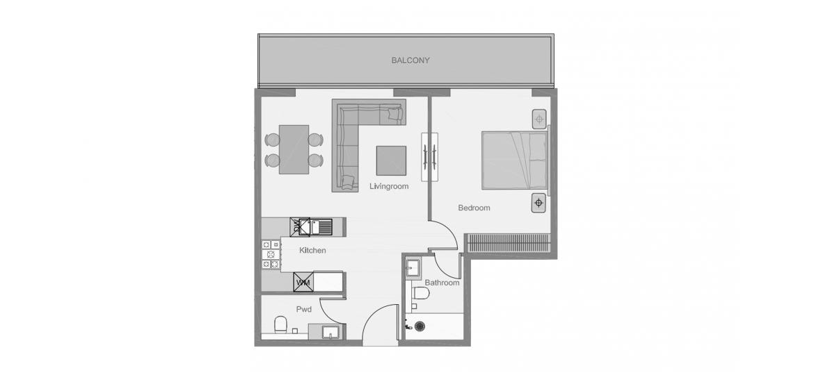 Apartment floor plan «THE CENTRAL DOWNTOWN ONE-BEDROOM-TYPE-4-80M», 1 bedroom in THE CENTRAL DOWNTOWN