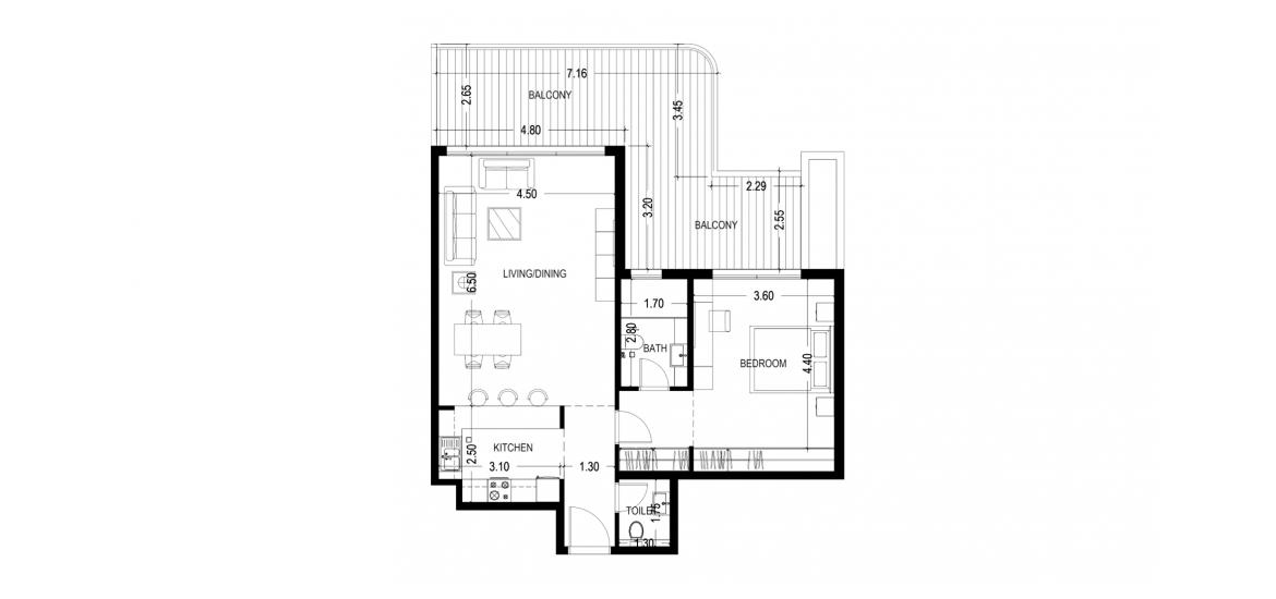 Apartment floor plan «URBAN LIFE ONE-BEDROOM-TYPE-1-112M», 1 bedroom in URBAN LIFE