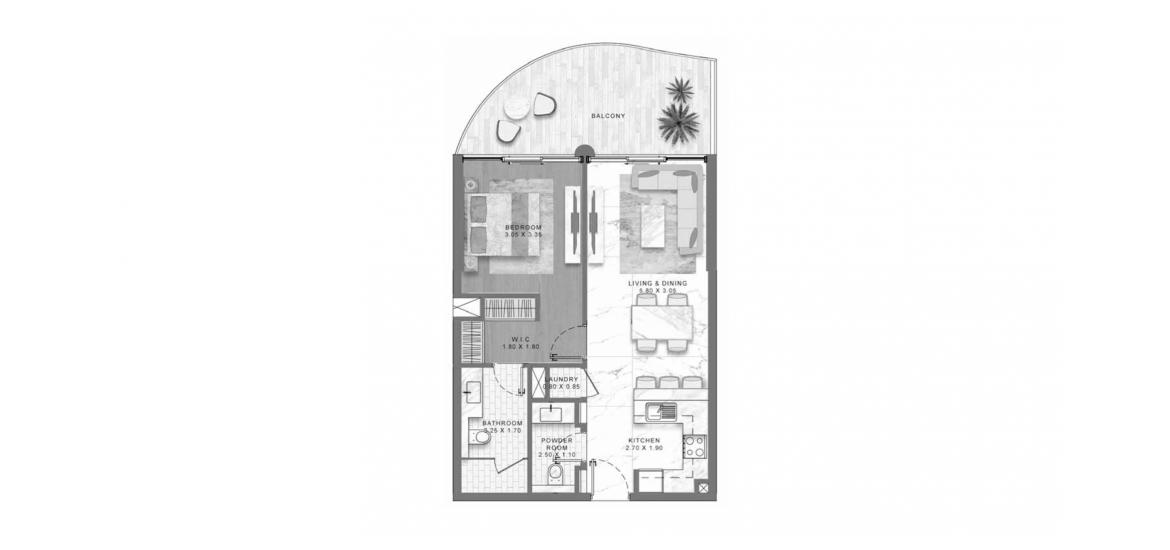 Apartment floor plan «DAMAC LAGOON VIEWS ONE-BEDROOM-75M», 1 bedroom in DAMAC LAGOON VIEWS
