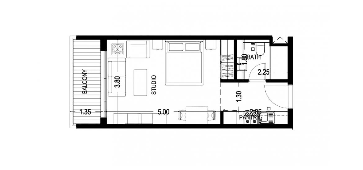 Apartment floor plan «URBAN LIFE ONE-ROOM-TYPE-1-39M», 1 room in URBAN LIFE