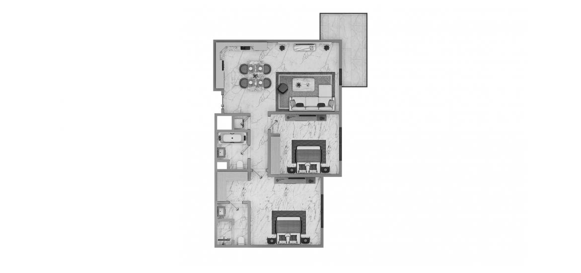 Apartment floor plan «2BR Type A 84SQM», 2 bedrooms in ASCOT RESIDENCES
